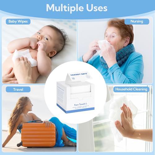 GRANNY SAYS Toalha de rosto descartável, toalhas de rosto descartáveis, toalhas de rosto de base bio