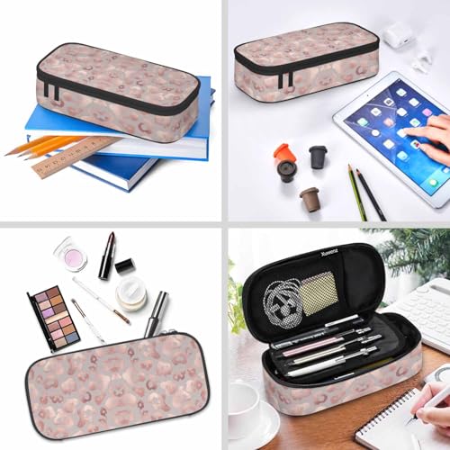 Image of Rose Gold Leopard Pencil Case Organizer Leopard Skin Elegant Texture Beautiful Stationery Box Makeup Box School Supply for Boy Girl Men Women