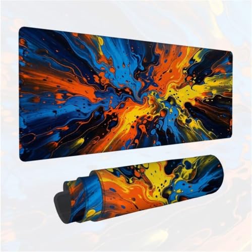 Tapete escritorio grande de 700x300mm con diseño de líquido azul y superficie suave