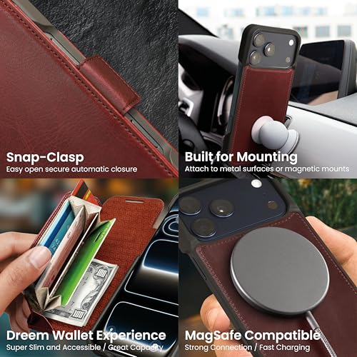 Funda cartera iPhone 17 Pro dreem antirrobo RFID con soporte 6