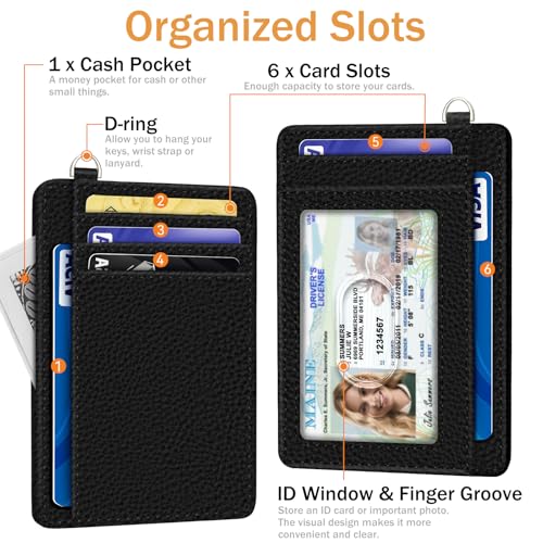 Image of Yonlevres Credit Card Holder Slim Wallet, RFID Wallet Women Front Pocket Small Card Holder, Travel Cute Funny Thin Card Case ID Window PU Leather RFID Blocking Card Organizer Gifts Girls Ladies