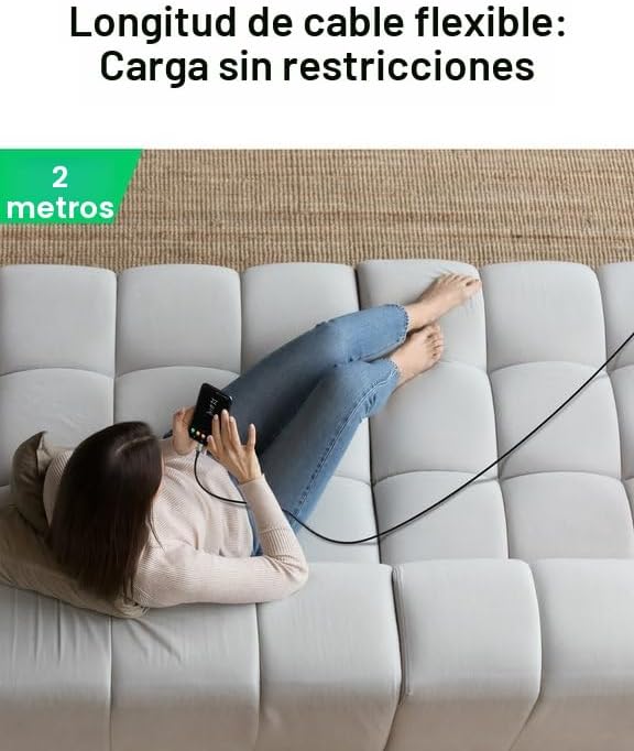 INIU Cable USB A USB C, [2m] QC 3,0 y 3,1A Cable USB C Carga Rapida, Aleación Trenzado de Nylon Cable USB Tipo C Cargador Compatible con iPhone 17 16 Pro Max Samsung S25 24 Huawei Xiaomi Pixel ECC. 9