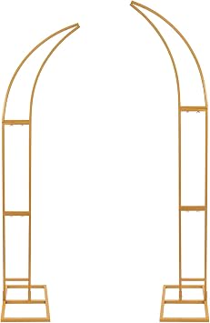 Wedding Arch Frame,Half Curve Flower Arch Stands 7FT+6FT Set of 2 Metal Balloon Half Curve Wedding Stands Wedding Arched Bracket Backdrop Stand Ceremony Gold