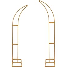 Wedding Arch Frame,Half Curve Flower Arch Stands 7FT+6FT Set of 2 Metal Balloon Half Curve Wedding Stands Wedding Arched Bracket Backdrop Stand Ceremony Gold