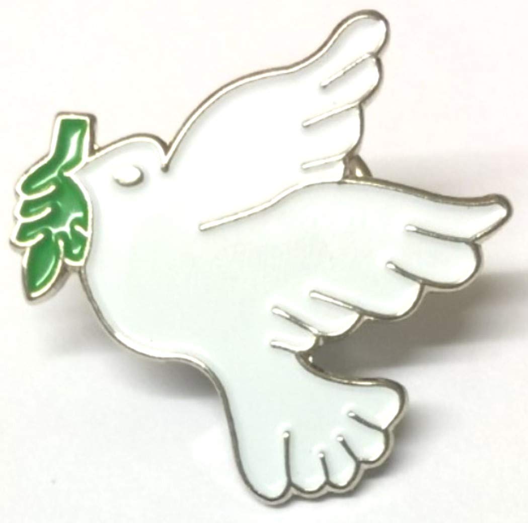 MatfordsWhite Dove of Peace with Olive Branch Metal Enamel Pin Badge Approximately 22mm x 22mm finish Long lasting hand crafted 'fired enamel' surface design Tarnish resistant metal badge UK company