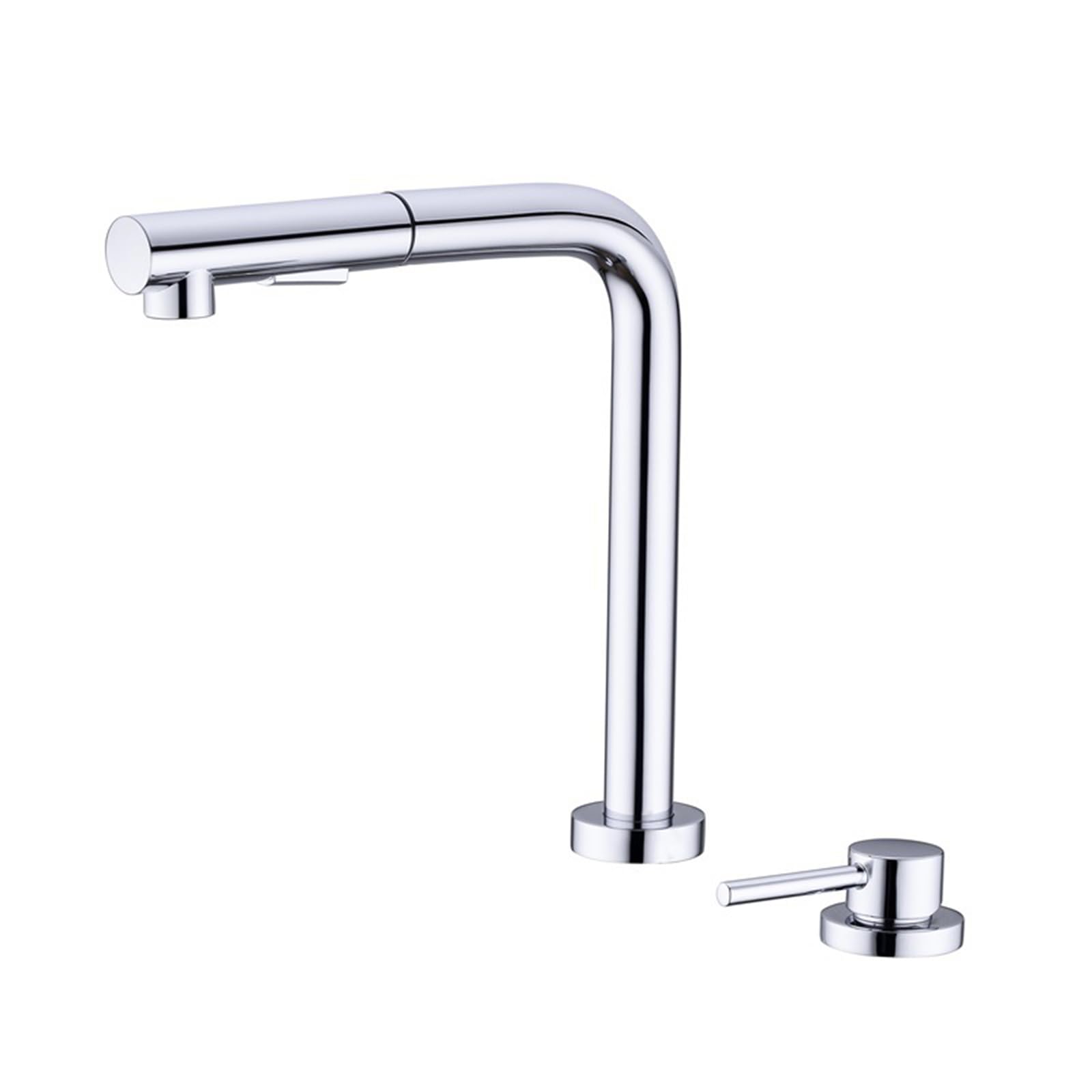XJTNLB Miscelatore Sottofinestra Cucina con Doccetta Cromo Rubinetteria Cucina Due Fori per Lavello a Scomparsa Rubinetto Miscelatore Monocomando Cucina