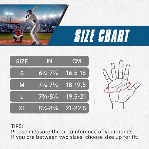 Image of HANDLANDY Baseball Batting Gloves for Adult Youth, Grip Breathable Softball Batting Gloves Fit Men Kids Boys Girls (Black-Adult, Adult Small)