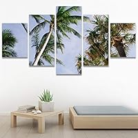 SIGNWIN 5 Panel Canvas Wall Art Palm Tree for Home Decorations Ready to Hang - 60