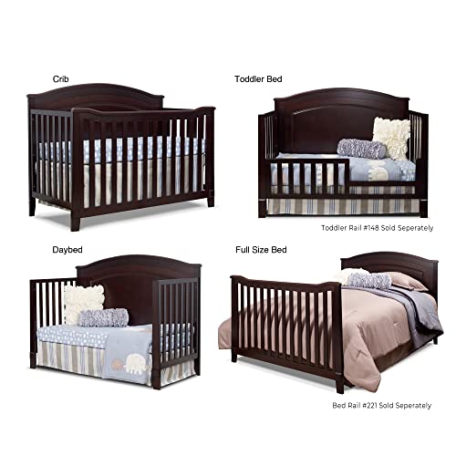 Image of Sorelle Furniture Berkley Round Top Crib, Classic 4-in-1 Convertible Crib, Made of Wood, Non-Toxic Finish, Wooden Baby Bed, Toddler Bed, Child's Daybed and Full-Size Bed, Nursery Furniture-Espresso