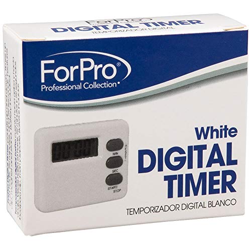 ForPro Professional Collection Digital Timer, White, Magnetic Back & Stand, min, Second Count up & Countdown, Kitchen, Office, Salon, Spa, 2.33” L x 2” H