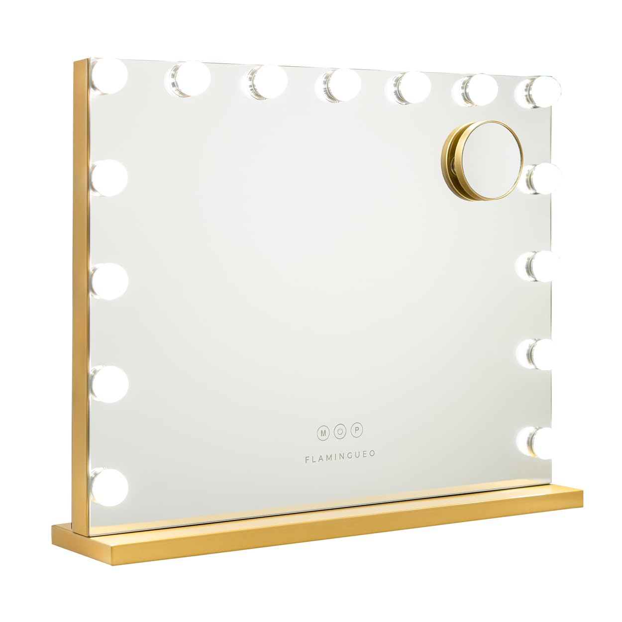 Flamingueo Espejo Maquillaje con Luz - Espejo LED 15 Bombillas, Tocador de Maquillaje con Luz 3 Modos, Puerto USB, Espejo Led Maquillaje, Dorado
