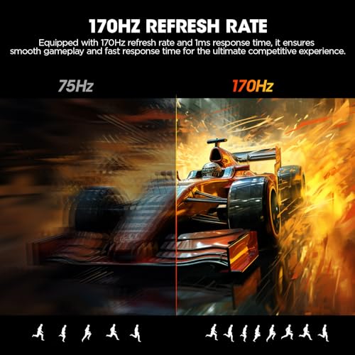 KOORUI 32 inch Curved Gaming Monitor, QHD (2560 x 1440) 2K 170Hz 144Hz Monitor, 1ms 1500R Display, 90% DCI-P3, Adaptive Sync, Tilt Adjustable, VESA Compatible, DisplayPort HDMI, Black - Image 3