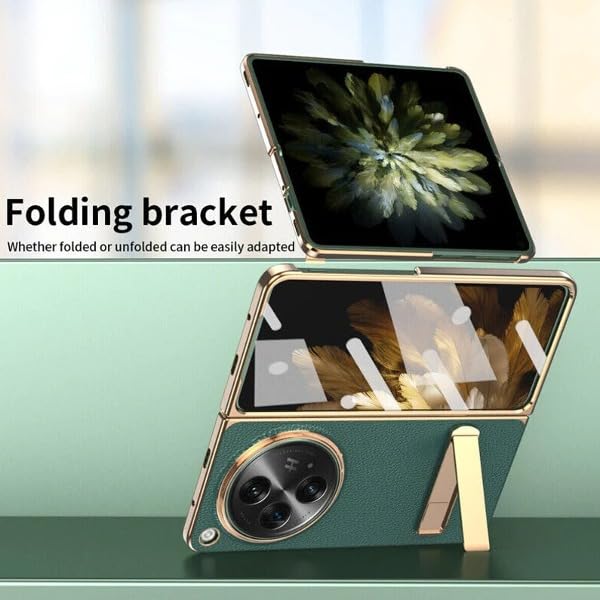 Image of MILLION CASES Back Cover Case for OnePlus Open Shockproof Protective Business Elite Plating Leather Kickstand Case for Men & Boys(Black)