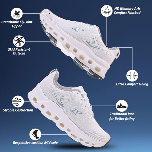 Image of SPARX Sports Running Shoes for Men - Lightweight Breathable Lace-Up Athletic Shoes with Cushioned Comfort, Shock Absorption, Durable Grip, Flexible Sole & Everyday Walking Performance