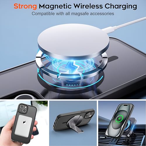 Image of Case for iPhone 15 | Strong Magnetic Translucent Matte Hard Back | Camera Protection | MagSafe Compatible (TPU + Polycarbonate, Frost Black)