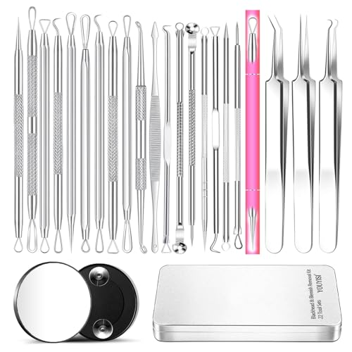 22 Pcs Pimple Popper Tool, Blackhead Remover Acne and Zit Comedone Extractor Kit