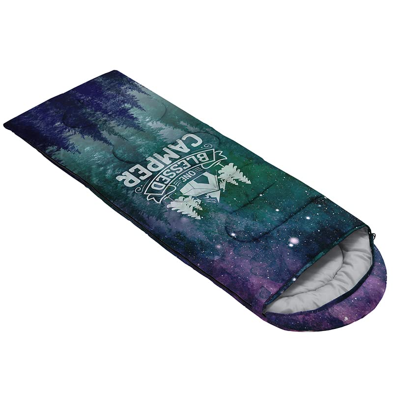 Datura home Sleeping Bag for Adults Kids,Starry Sky Forest-Lightweight Warm Portable Outdoor Indoor-Waterproof Cold Weather Resistant Sleeping Bag for Camping Hiking(Starry Sky 32 * 90