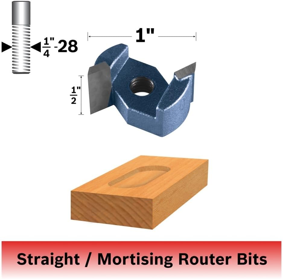 Bosch 85635B 1 in. x 1/2 in. Carbide-Tipped Lock Mortising Router Bit