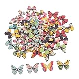 Gogogmee 100 Stück Holzknöpfe Schmetterling Muster Holzknöpfe in Gemischten Farben für Nähen...