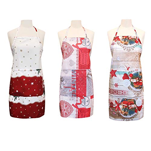 FBTS Basic Adjustable Height Aprons Set Of 3 Water Resistant Aprons For Women And Men