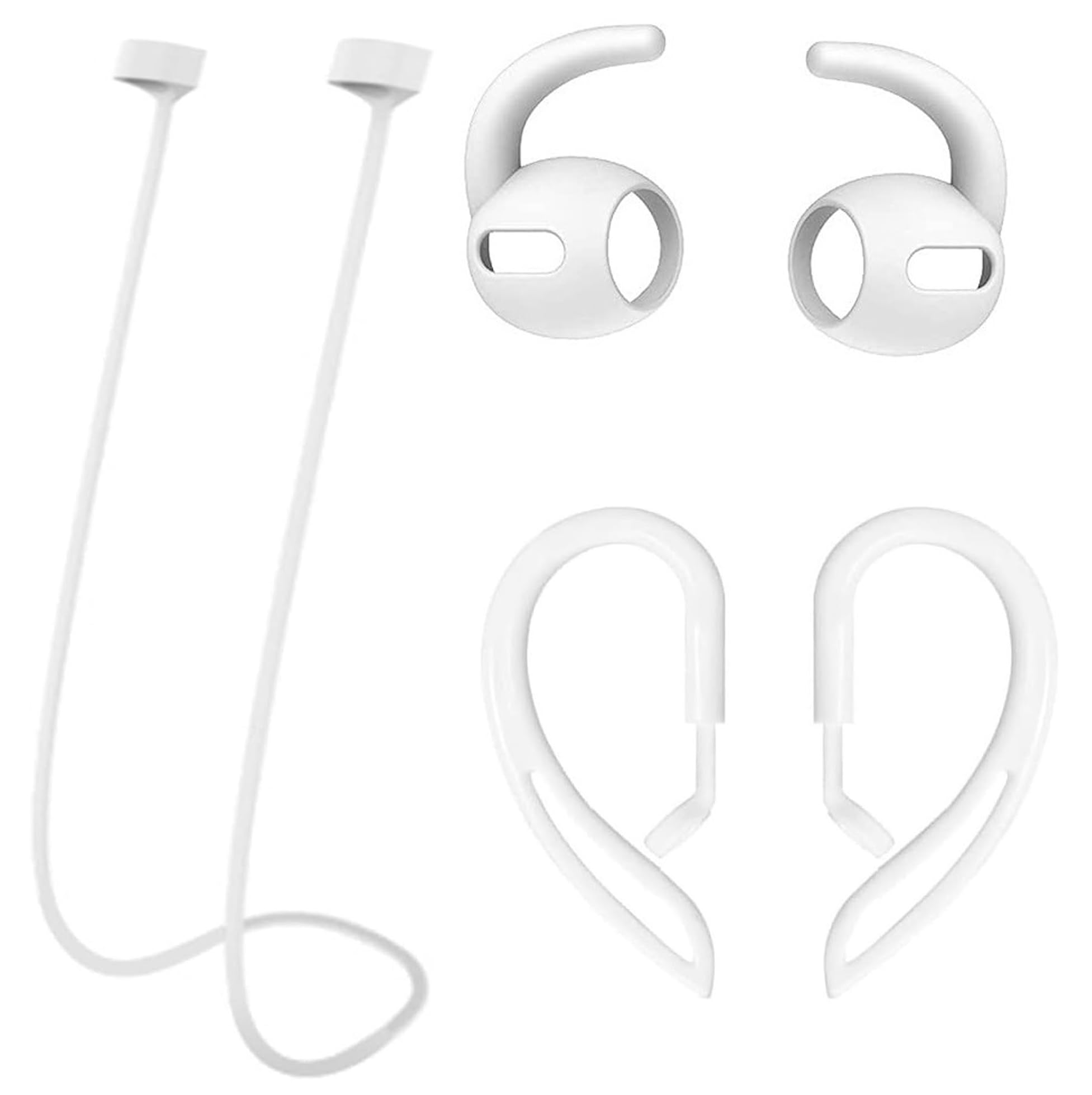 JNSA Anti-Slip Anti-Lose Set Compatible with Galaxy Buds3,Galaxy Buds3 Strap + Galaxy Buds3 Ear Hook 2 Sets (3in1),White