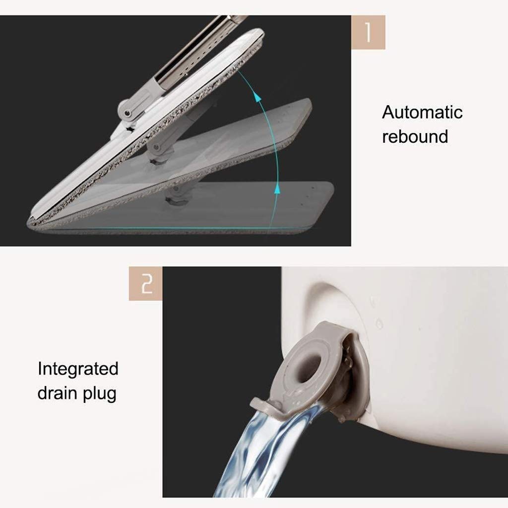 Juego de Cubo y fregona Plana de Microfibra, fregona Plana Profesional para Limpieza de Suelos húmedos y Secos, Acero Inoxidable Ajustable