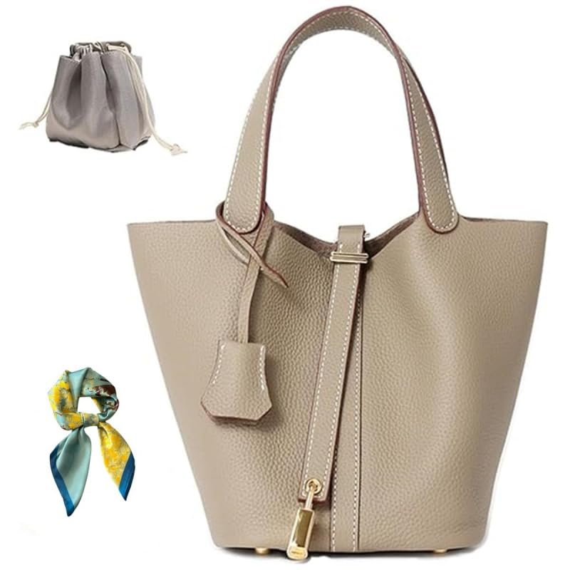 Genuine Cow Hide Leather Bucket Bag