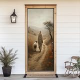 3D Door Sticker Jesus Leaves 99 Sheep Christian Lost Lamb Robe Clad Figure Single Door Decal Peel and Stick Wallpaper Self-Adhesive Removable Mural Vinyl Stickers Poster Home Decor 30.3'x78.7'