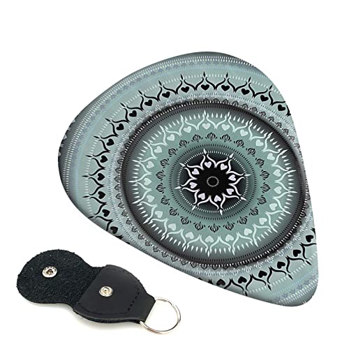 ギターピック 6枚セット 0.46mm 0.71mm 0.96mm エレキギター ベース用ピック ウクレレ ギター ABS素材 エレクトリック アコースティック 弦楽器 初心者 トライアングル ピック( 曼荼羅 )