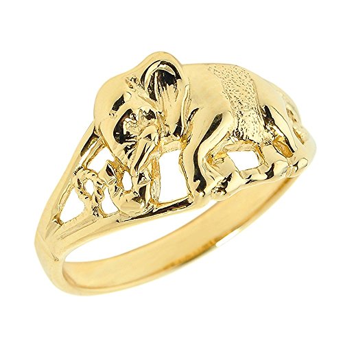 Animal Kingdom 10k Yellow Gold Indian Elephant Open Band Ring - Size 6-1/4
