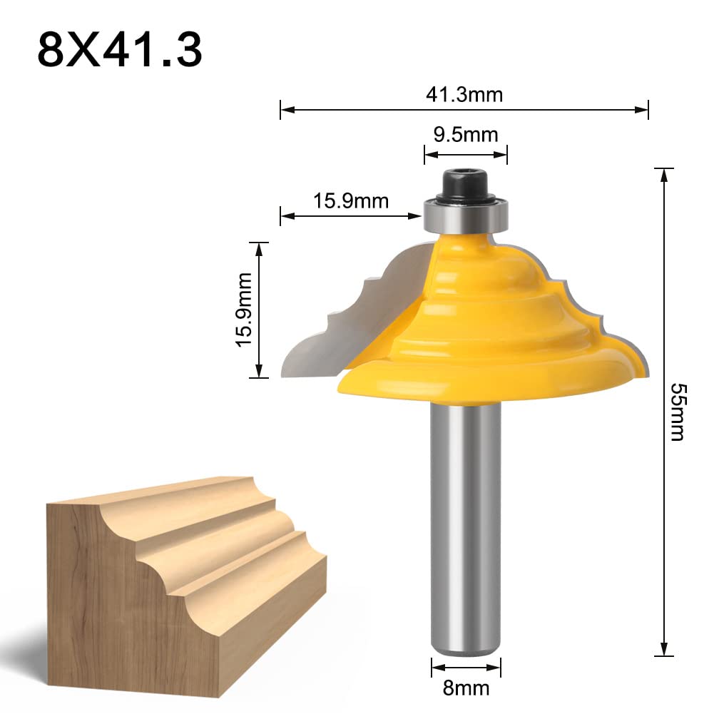 Roman Ogee - Set di 2 frese con bordi classici, 8 mm