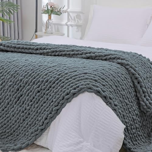 Bigacogo Chunky Knit Throw Blanket for Couch,...