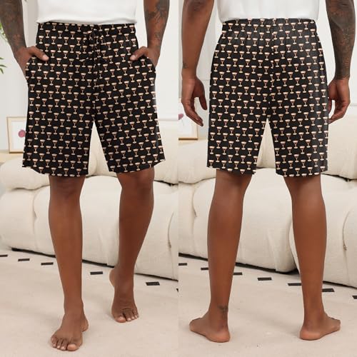 Image of Ekouaer Men's Pajama Shorts Soft Sleepwear Bottoms Elastic Waistband Loungewear Breathable Men Shorts with Pockets