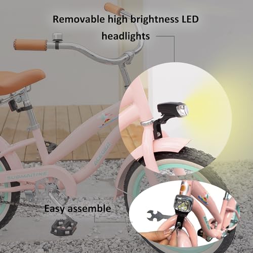 Image of ACEGER Girls Beach Cruiser Bike for Kids 5-13 Years Old, 16 inch 18 inch 20 inch 24 inch Single Speed Kids Bicycle Included Coaster Brake, Front and Rear Reflectors, 24 inch 7 Speeds with Dual Brakes