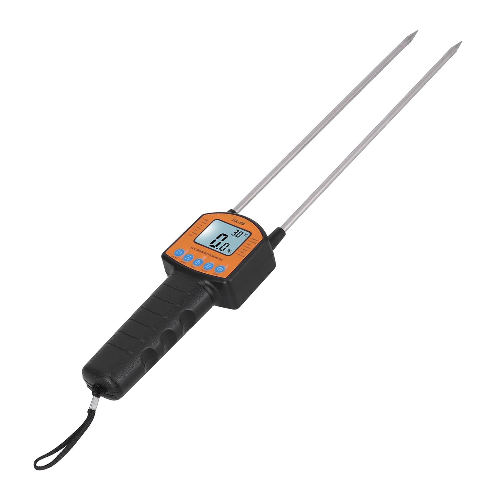 Medidor de humedad Pantalla LCD retroiluminada de 4 dígitos Herramienta portátil de medición de humedad de lectura instantánea para cultivos agrícolas y almacenamiento de granos