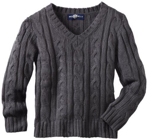 Wes and Willy Big Boys' Cable V-Neck Sweater