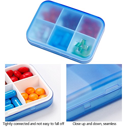 Image of Pill Organizer Case - Portable Pill Box Small Pill Container for Purse or Pocket, Excellent Pill Storage Case (Gray, 6 Compartment)