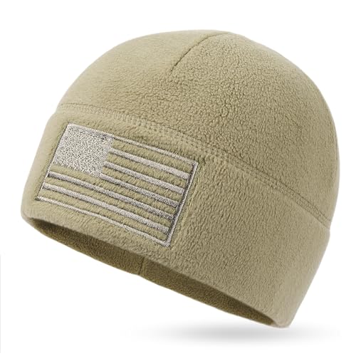 OUTDOOR SHAPING American Flag Fleece Watch Cap, USA Multi-Season Army Military Tactical Beanie, Winter Warm Beanie