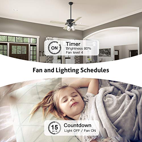 Smart Ceiling Fan Control and Dimmer Light Switch, Neutral Wire Needed, Treatlife Single Pole Wi-Fi Light Switch Fan Speed Control, Works with Alexa/Google Assistant, Schedule, Remote Control (2PACK)