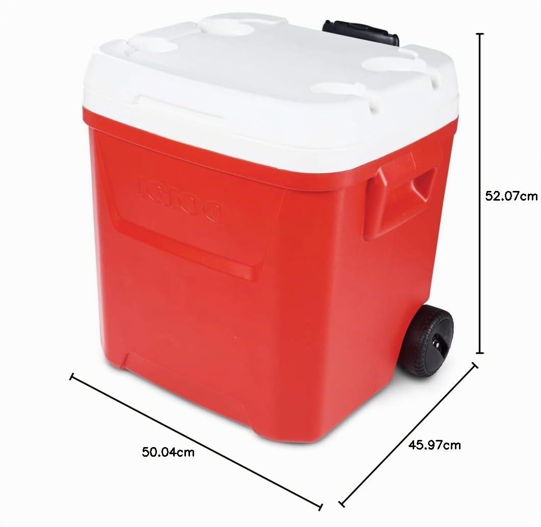 Igloo Laguna 60 Roller Nevera, Outdoor, Rojo, 56 litros, Nevera Playa Grande 60 Nevera Portátil Nevera Titan con Ruedas Acampada Camping Outdoor Aire Libre Carro Playa Ruedas Grandes
