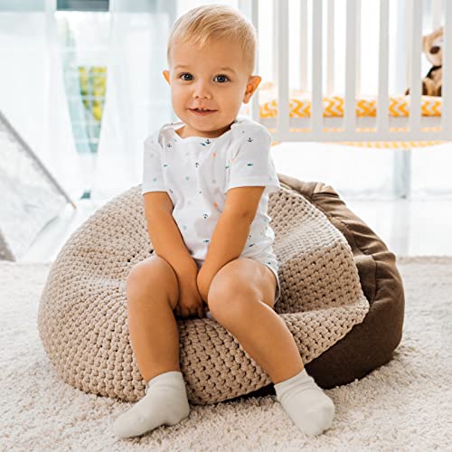 Image of JAKIDAR 12 Pack Baby Socks Cotton Crew Toddler Socks Grips Non Slip Bottom Kids Socks