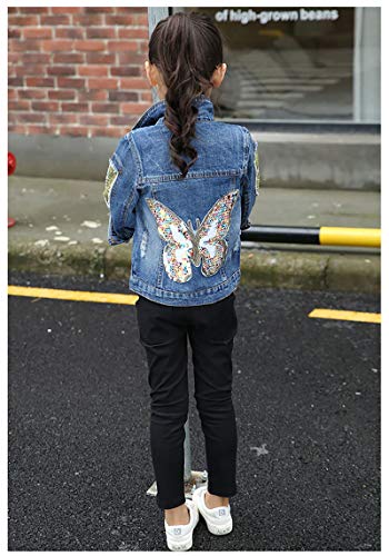 Peacolate 3-10Years Little Big Girls Spring Autumn Embroidered Denim Jacket3