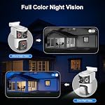 4K Caméras de sécurité solaire double objectif, 2.4G WiFi Caméra Eurveillance Exterieur, 360° PTZ Caméra de sécurité solaire avec vision nocturne couleur, PIR Capteur, Spotlight Siren, 2-Way Audio