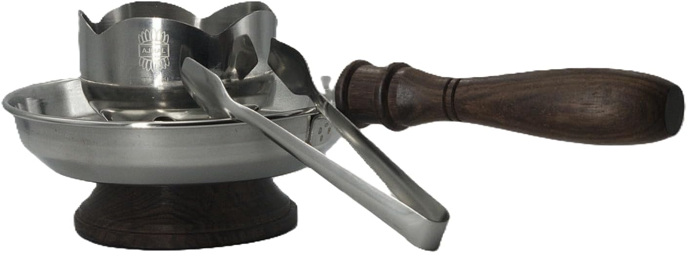Ajmal Deulex Lahab Incense Burner with Wooden Handle and Anti Slip Base