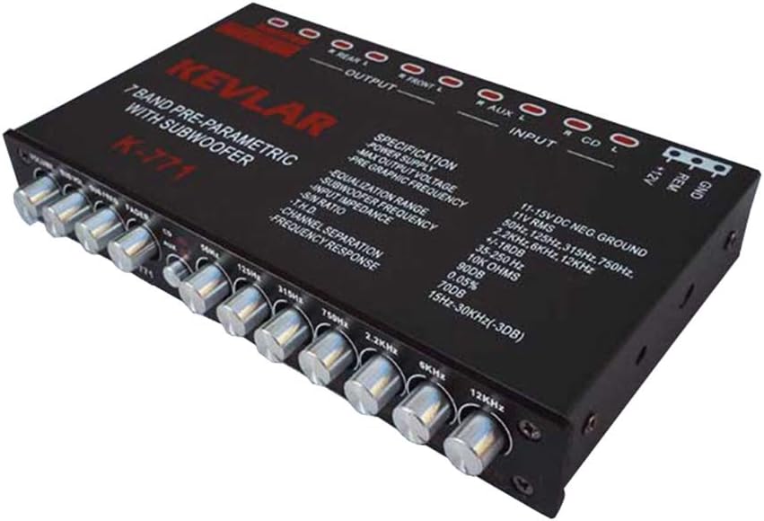 Car Equalizer 7 Segment Equalizer Car Audio EQ Tuning Crossover Amplifier AUX Input D3-008