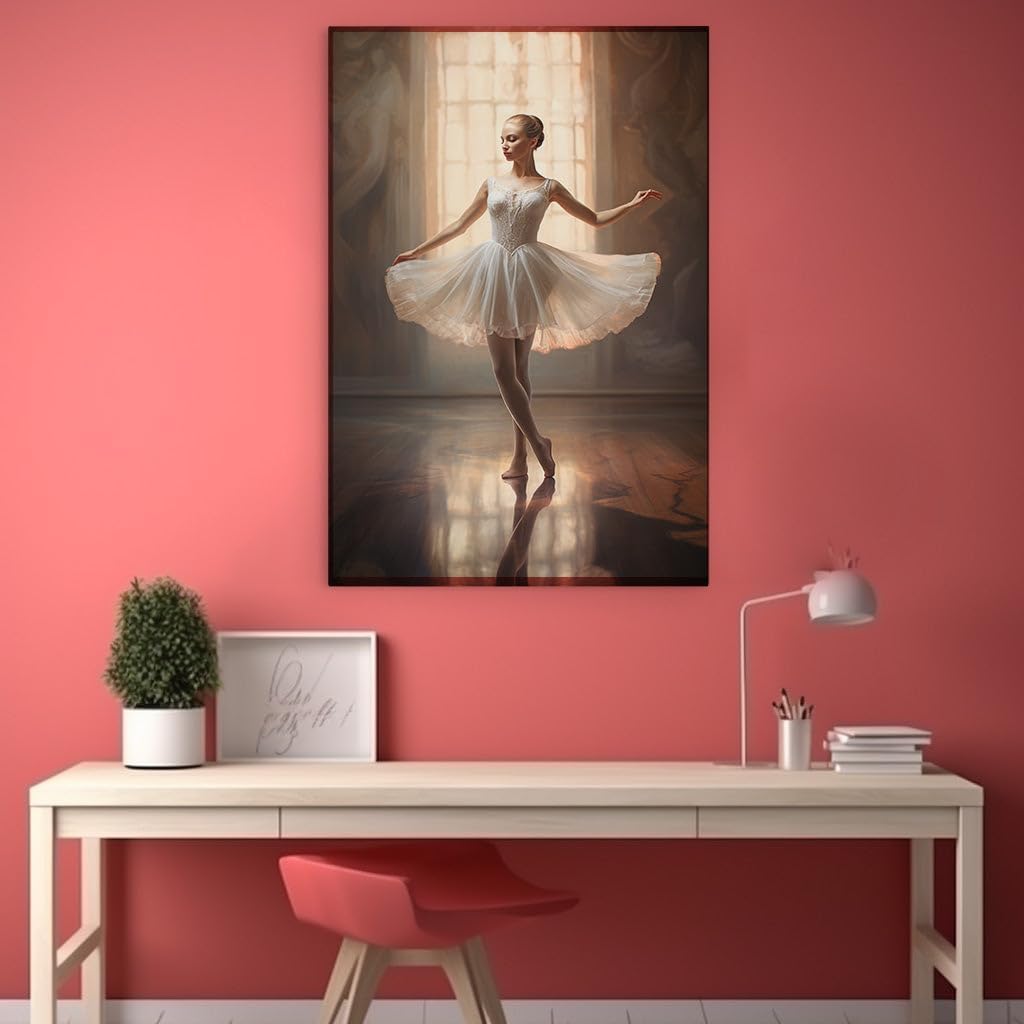 Canvas for Living room. Elegance in Motion The Serene Beauty of Classical Ballet Unveiled, 27 x 18 inch Canvas Wall Art - Contemporary Masterpieces - Modern Home Decor