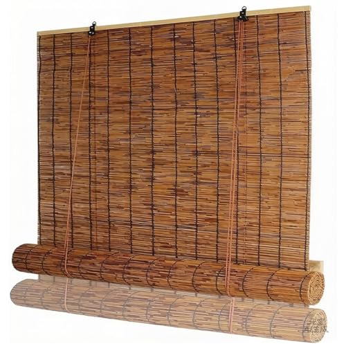 HGTRH Persiana Enrollable de Bambú Natural para Puertas y Ventanas Decorativa Marrón, Estor Ajustable de Ocultación para Exterior e Interior Protector de Fácil Instalación 90x180cm