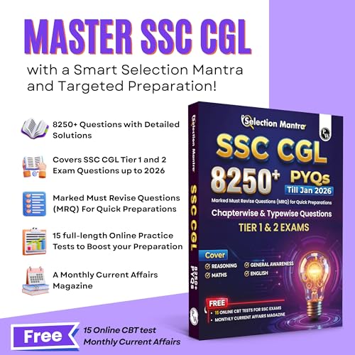 Image of PW Selection Mantra For SSC CGL Tier 1 & 2 Exams 2026-27 | 8250+ PYQs Till Jan 2026 l Chapterwise & Typewise Questions | Reasoning, General Awareness, Maths, English & 15 Online CBT Tests