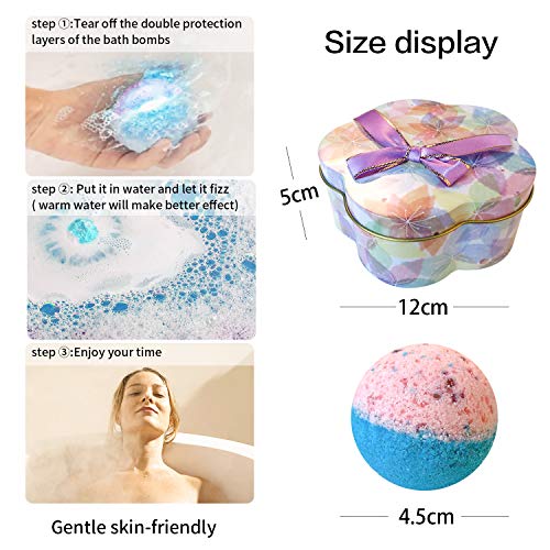 5+1 Bath Bombs Gift Set, 100% Handmade Pure Essential Oil Bath Bombs, Fizzy Spa For Moisturing Skin, Best Gift Choice For Woman, Kids, Birthday & Valentine's Day #TOP3