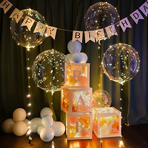 Zodight 10 Pack Leuchtende Luftballons, Bobo Helium Ballons LED Luftballons Konfetti drin , 24 Zoll Klare Luftballon mit Lichterketten für Geburtstag Hochzeit Valentinstag Party Dekor(gelb) Cover